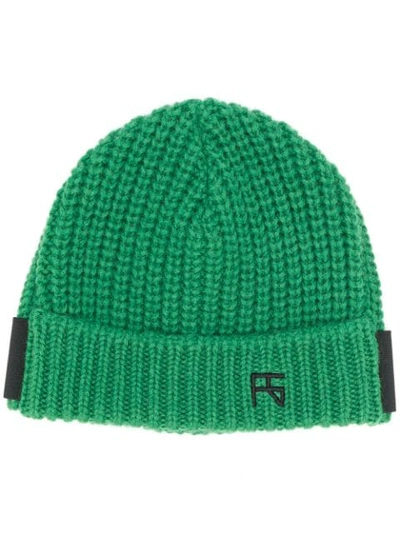 Raf Simons Logo Beanie Hat In Green