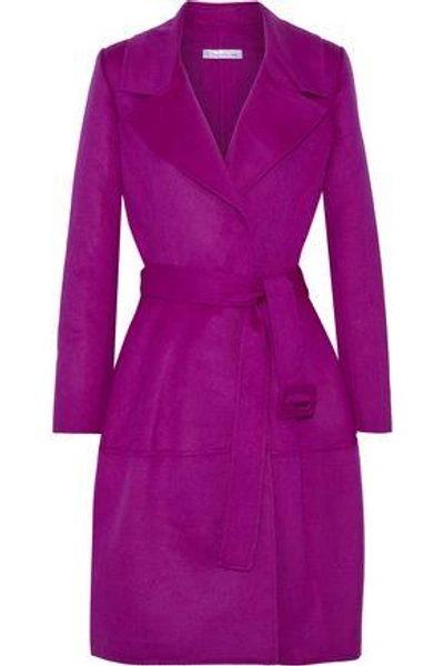 Oscar De La Renta Woman Brushed Wool, Angora And Cashgora-blend Trench Coat Violet