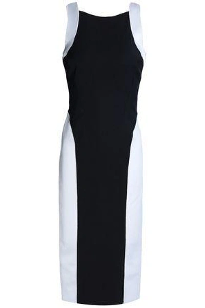 Amanda Wakeley Cutout Two-tone Ponte Dress In Light Grey