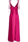 ATTICO ATTICO WOMAN CARLA RUFFLE-TRIMMED WASHED-SATIN MAXI DRESS FUCHSIA,3074457345618914119