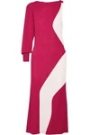 TOME ASYMMETRIC TWO-TONE CREPE MIDI DRESS,3074457345619900233