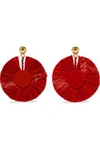 OSCAR DE LA RENTA WOMAN GOLD-TONE, RAFFIA AND RESIN EARRINGS RED,GB 2243576767640762