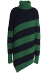 MARCO DE VINCENZO WOMAN STRIPED RIBBED WOOL TURTLENECK jumper NAVY,AU 6041209515228235