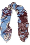 VALENTINO VALENTINO WOMAN PRINTED SILK SCARF LIGHT BLUE,3074457345618857604