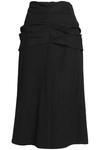 LEMAIRE LEMAIRE WOMAN GATHERED WOOL AND COTTON-BLEND TWILL MIDI SKIRT BLACK,3074457345619347734