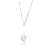 LILY & ROO Sterling Silver Large Pearl Lariat Necklace