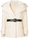 SELF-PORTRAIT SELF-PORTRAIT BELTED SHORT COAT - WHITE