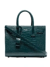 SAINT LAURENT Green SDJ Baby Croc Embossed Leather Tote 