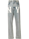 GUCCI NY Yankees™贴花全棉牛仔裤