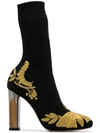 ALEXANDER MCQUEEN ALEXANDER MCQUEEN EMBROIDERED SOCK BOOTS - BLACK