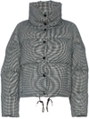 MONCLER MONCLER SALMON LINED AND CHECK DESIGN WOOL PUFFER JACKET - BLACK