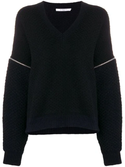 Givenchy Zip-detail Oversized Sweater In Black