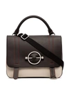 JW ANDERSON IVORY AND BROWN DISC LEATHER SATCHEL BAG