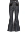 ELLERY VINYL-EMBELLISHED FLARED JEANS,P00324175