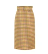 BALENCIAGA CHECKED WOOL MIDI SKIRT,P00341387