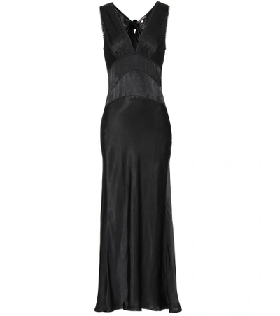 Alexa Chung Knotted Satin-crepe Maxi Slip Dress In Black