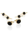 DAVID DONAHUE ONYX & 14K GOLD-PLATED STUD CUFFLINKS SET,400097733875