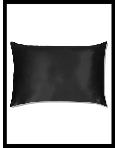 Slip Embroidered Silk Queen Pillowcase - Black