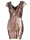 DRESS THE POPULATION Zoe Cap Sleeve Sequin Mini Dress