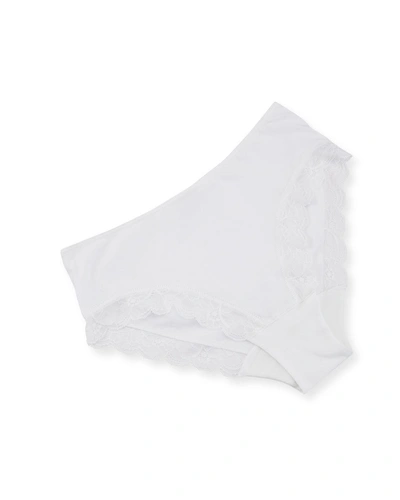 Hanro Cotton Lace High Leg Brief In White