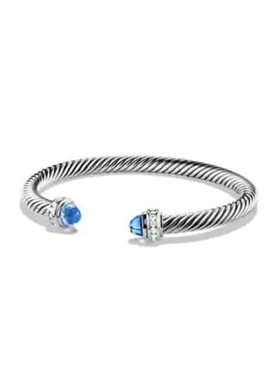 David Yurman Cable Classics Bracelet With Hampton Blue Topaz And Diamonds In Metallic