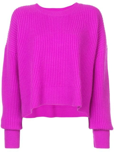 Re/done Wool & Cashmere Crop Jumper In Violet