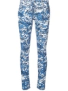 Off-white Tapestry-print Skinny-leg Jeans In Blue