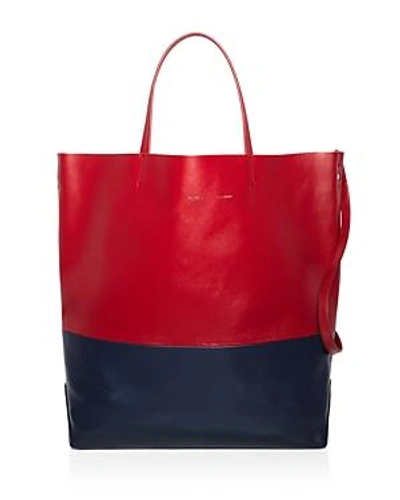 Alice.d Large Color-block Leather Tote Bag In Bordeaux/navy/gold