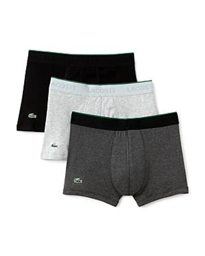 Lacoste Supima Cotton 3-pack Trunks In Black/charcoal/grey