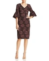 AIDAN MATTOX FLORAL JACQUARD BELL-SLEEVE DRESS,MD1E202990