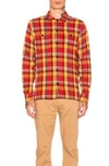 FRAME FRAME FLANNEL SHIRT JACKET IN DARK ROUGE MULTI,FAMF-MO4