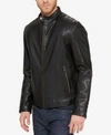 COLE HAAN WASHED LEATHER MOTO JACKET