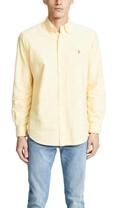 Polo Ralph Lauren Classic Fit Long Sleeve Cotton Oxford Button Down Shirt In Yellow