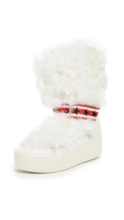 Ash Cool Fur Boots In Off White/ Off White