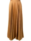 The Row Vailen Pleated Crepe De Chine Maxi Skirt In Gold