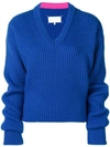 MAISON MARGIELA MAISON MARGIELA CROPPED RIBBED KNIT jumper - BLUE