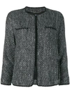 BLUMARINE FAUX FUR CUFF BOUCLÉ JACKET