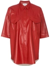 NANUSHKA NANUSHKA VEGAN LEATHER SHORT SLEEVE SHIRT - RED