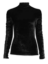 JOSIE NATORI Velvet Ruched Turtleneck