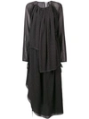 Loewe Asymmetric Polka-dot Chiffon Midi Dress In Black