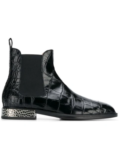 Alberto Gozzi Embossed Surface Boots  In Black