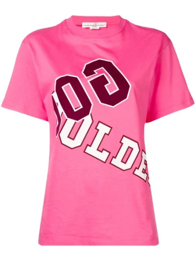 Golden Goose Logo Printed Cotton T-shirt In Pink/gooolden
