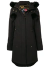 Moose Knuckles Zipped Fur-trim Coat In Black