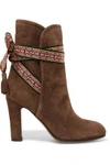 ETRO ETRO WOMAN BOW-DETAILED SUEDE ANKLE BOOTS BROWN,3074457345619765820
