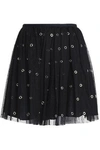 RED VALENTINO REDVALENTINO WOMAN FLARED POINT D'ESPRIT MINI SKIRT BLACK,3074457345619012127