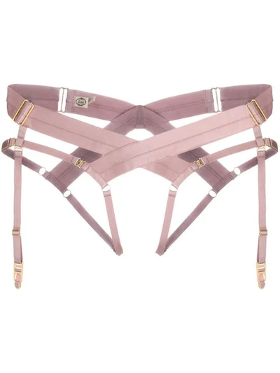 Bordelle Strappy Suspenders - 粉色 In Pink