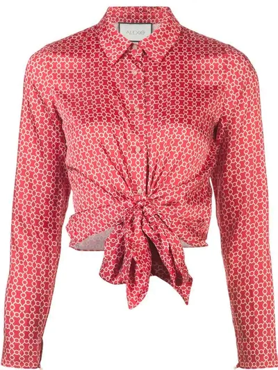 Alexis Tie Front Printed Shirt In Red