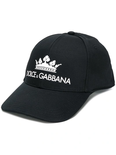 Dolce & Gabbana Crown Printed Cap In Black