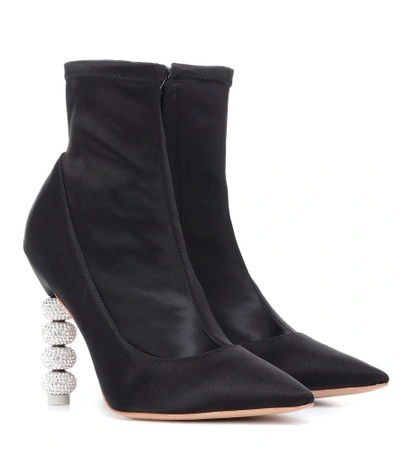 Sophia Webster 100mm Jumbo Coco Satin Ankle Boots In Black