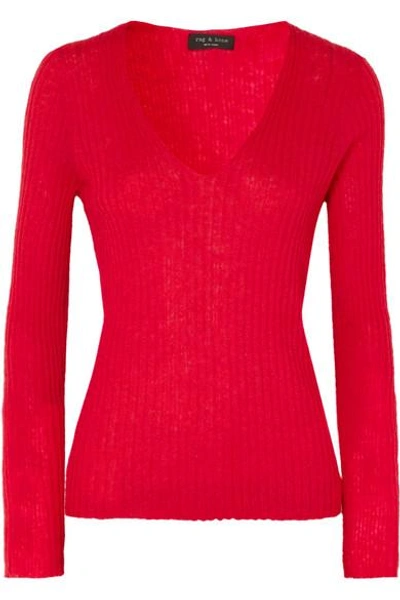 Rag & Bone Donna Wool And Mohair-blend Sweater In Red